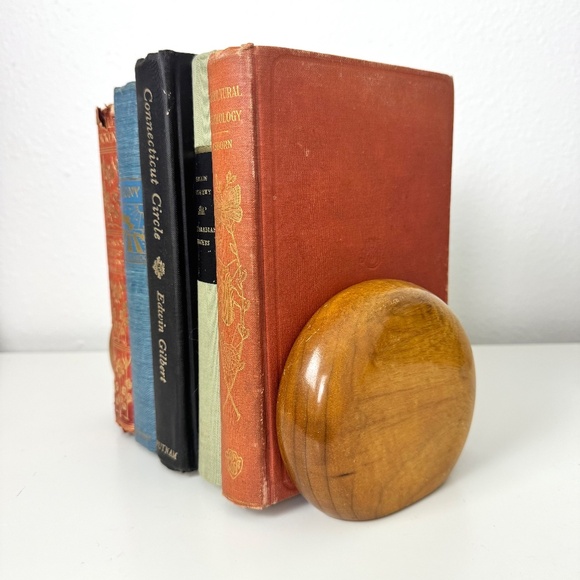 Round Myrtlewood Bookends Vintage Decor Coastal Rustic - Picture 4 of 10